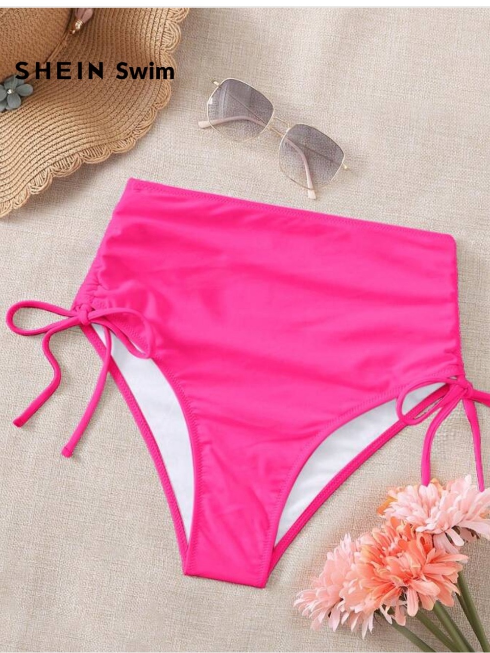 NWOT SHEIN Swim Hot Pink Side Drawstring Bikini Bottom- Never Worn!